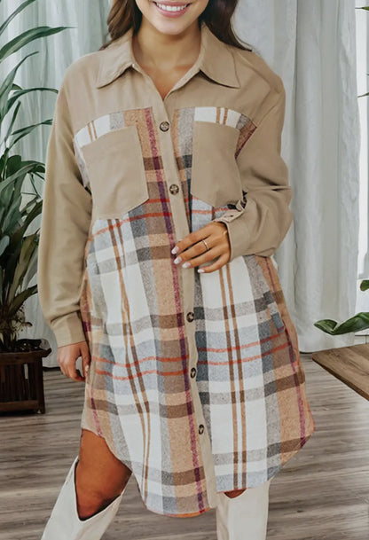 Patchwork plaid fall dress