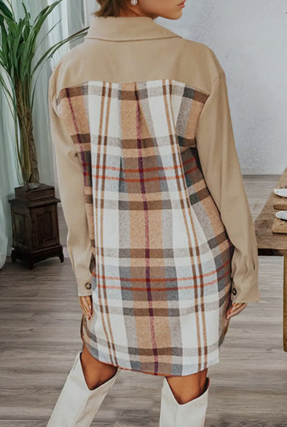 Patchwork plaid fall dress