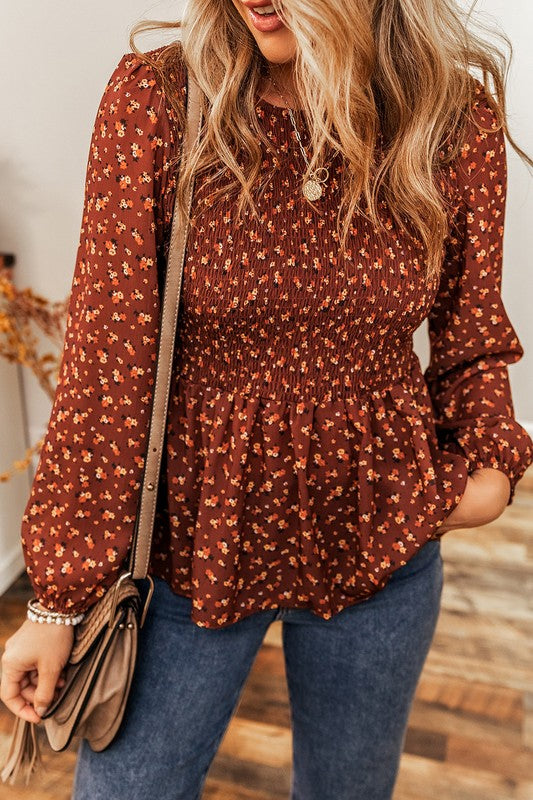 Boho Floral Peplum Blouse