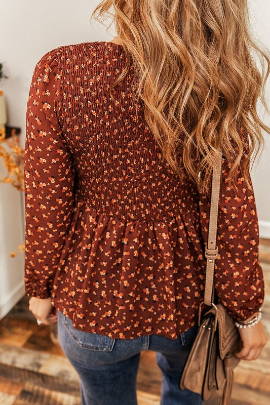 Boho Floral Peplum Blouse