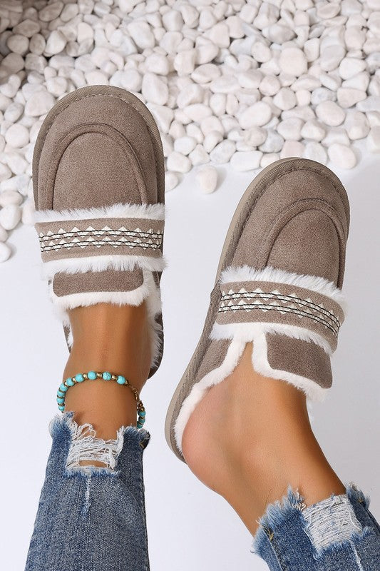 Plush suede slippers