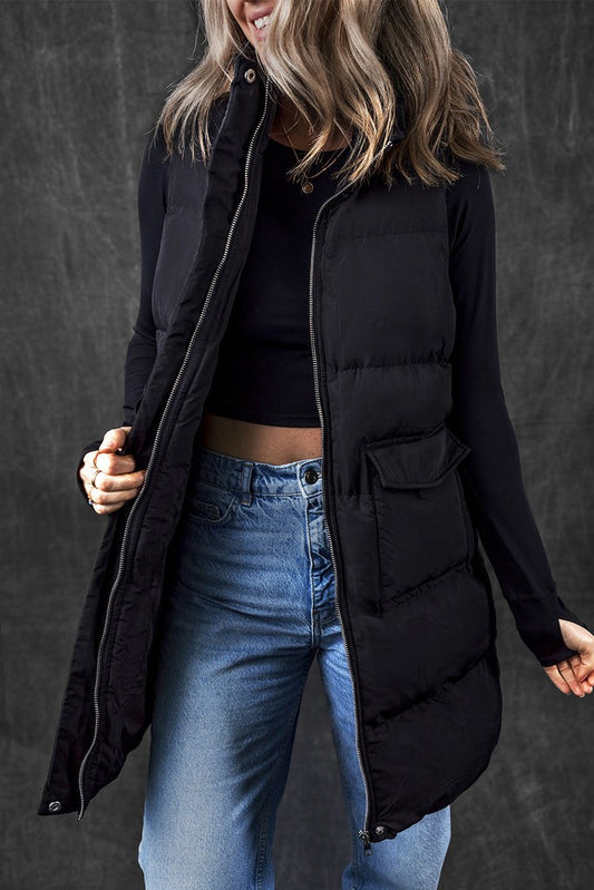 Long zip up Puffer vest