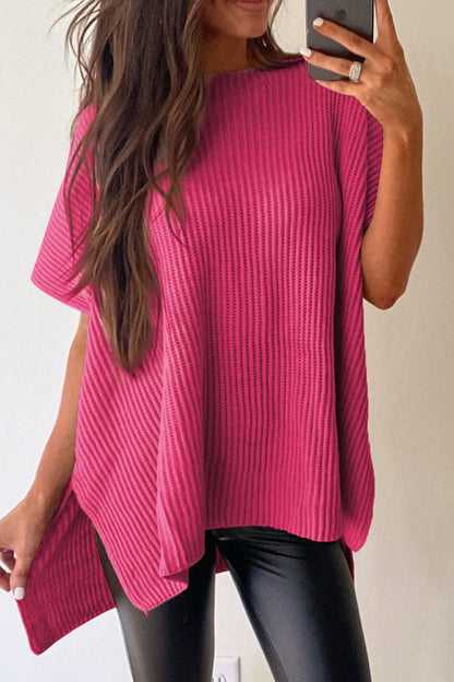 Oversized tunic sweater with side slit