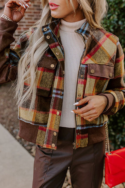 Plaid zip up jacket