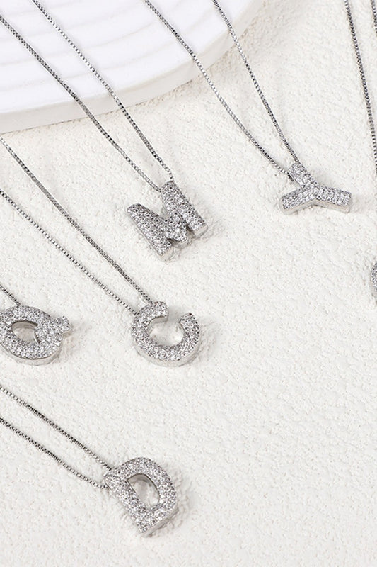 Silver letter rhinestone necklaces