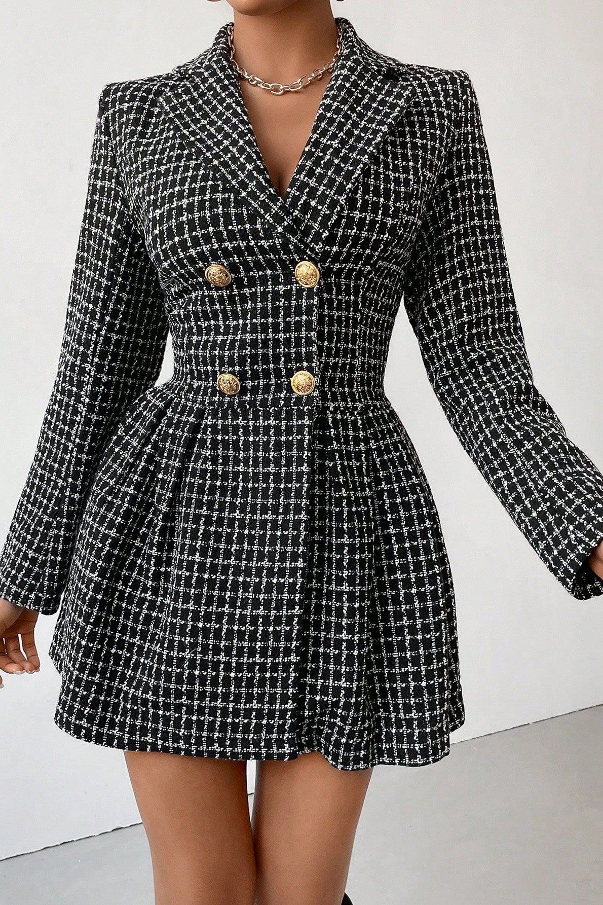 Elegant plaid tailored dress