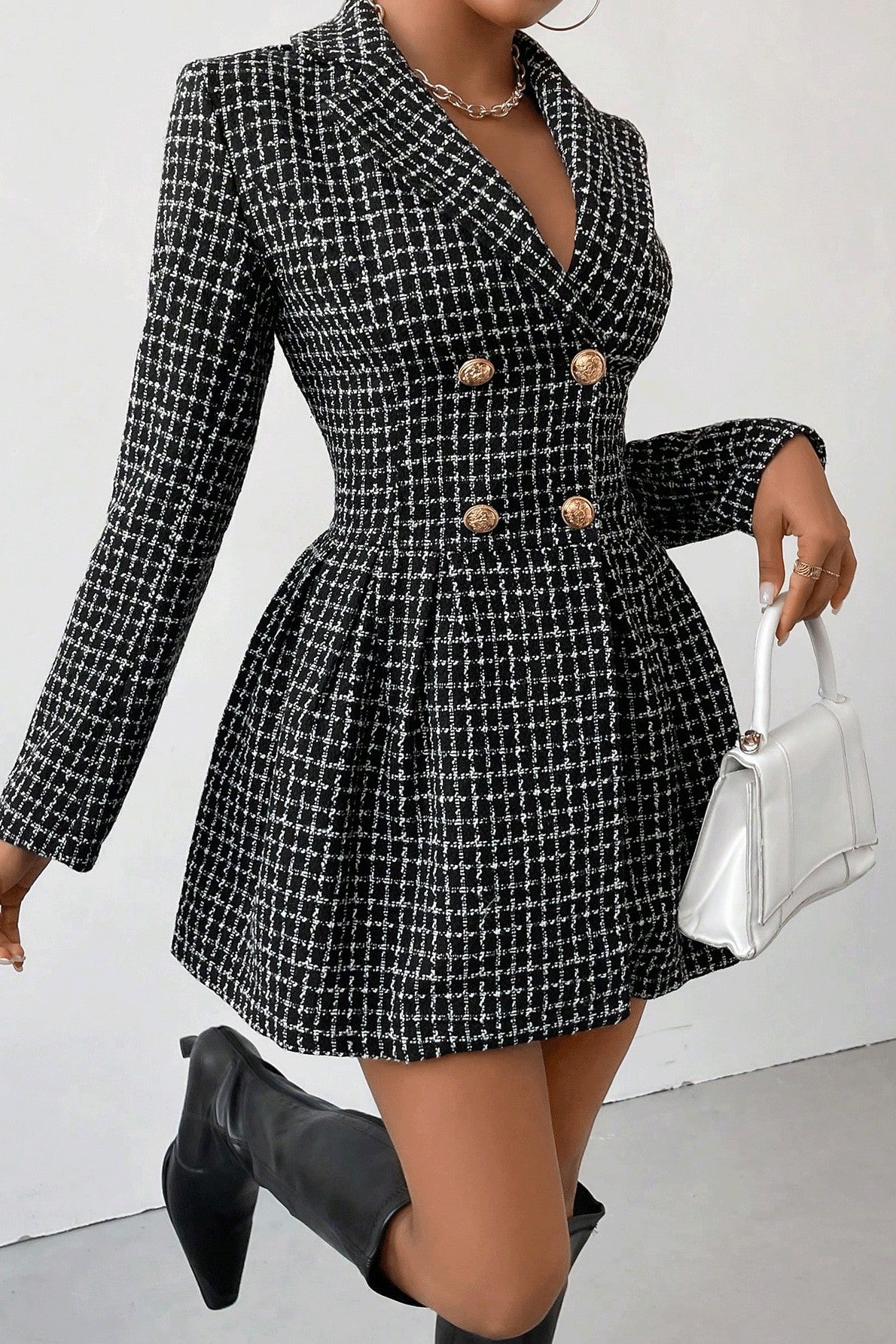 Elegant plaid tailored dress